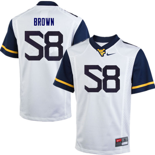 NCAA Men's Joe Brown West Virginia Mountaineers White #58 Nike Stitched Football College Authentic Jersey CS23S86LM